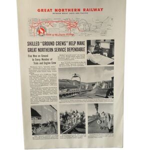 Vintage 1944 Great Northern Railway Ground Crews Ad Advertisement